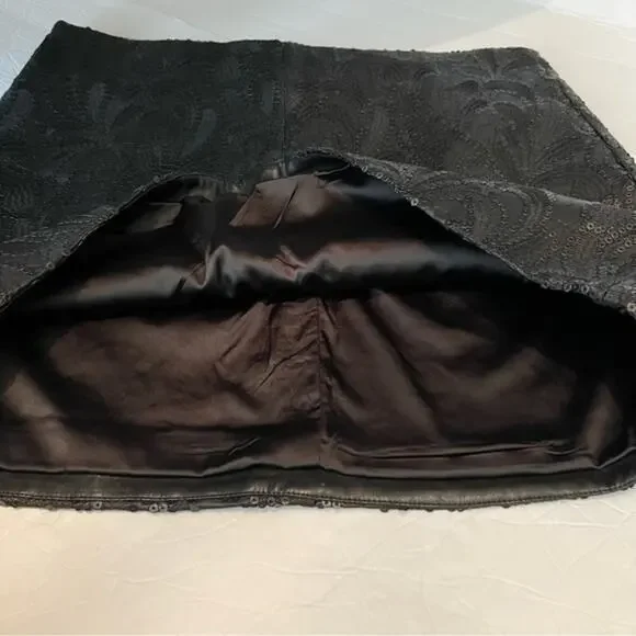 Blank NYC Vegan Leather Black Sequined Mini Skirt Size S - Picture 6 of 10